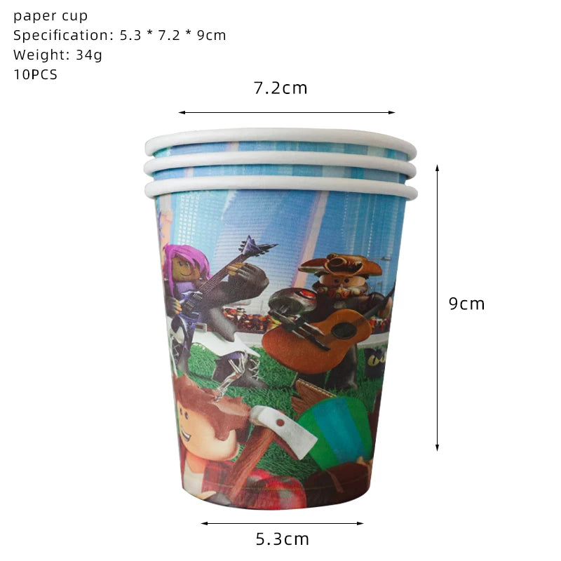 Hot Roblox Birthday Party Decor Game Balloons Disposable Tableware Backdrop For Kids Boy Party Supplies Baby Shower Toy Gifts