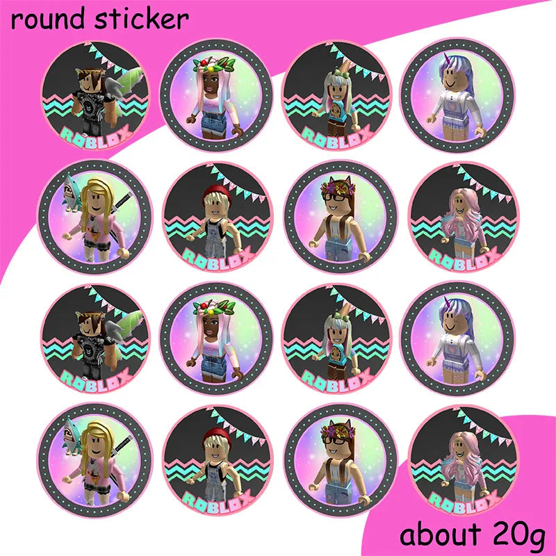 Pink Robloxed Themed Birthday Decoration Disposable Tableware Plates Cups Napkins Party Supplies Girl Baby Shower Decoration