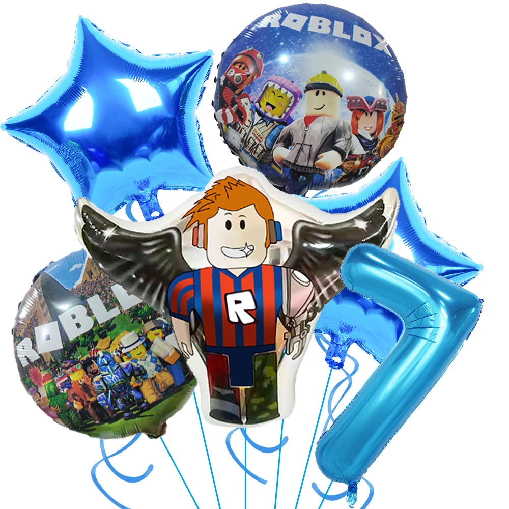 Hot Roblox Birthday Party Decor Game Balloons Disposable Tableware Backdrop For Kids Boy Party Supplies Baby Shower Toy Gifts