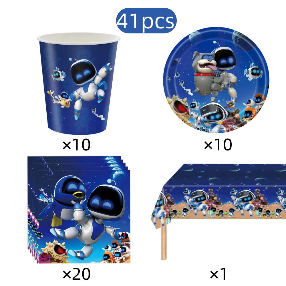 Robot Birthday Party Decoration Boy Game Favors Tableware Plate Tablecloth Cake Topper for Kids Party Gifts Baby Shower Supplies