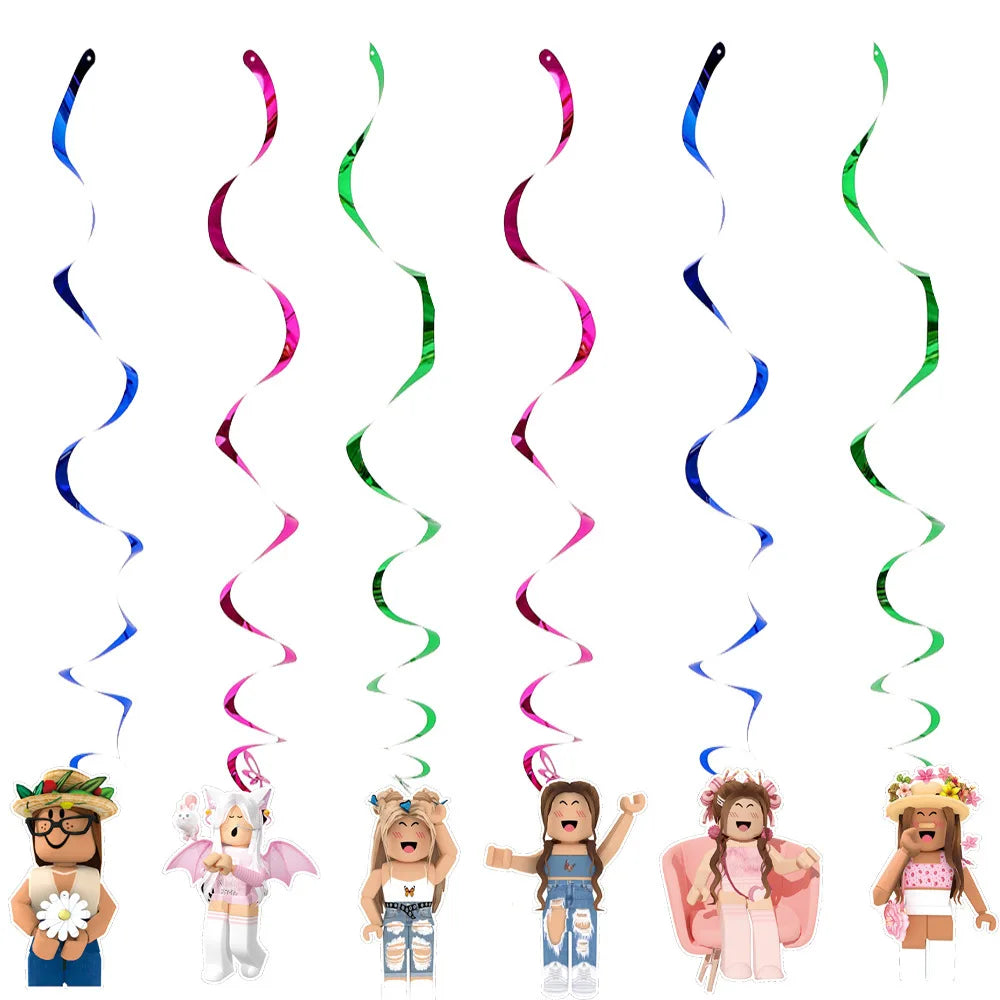 Roblox Birthday Children Decoration Pink Girl Balloons Tableware bag Paper Plate Cup Straw Party Supplies Robot Game Baby Shower
