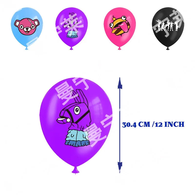 Fortnite Shooting Game Birthday Party Decoration Supplies Birthday Banner Cake Topper 24 Cupcake Toppers 18 Balloons Backdrop