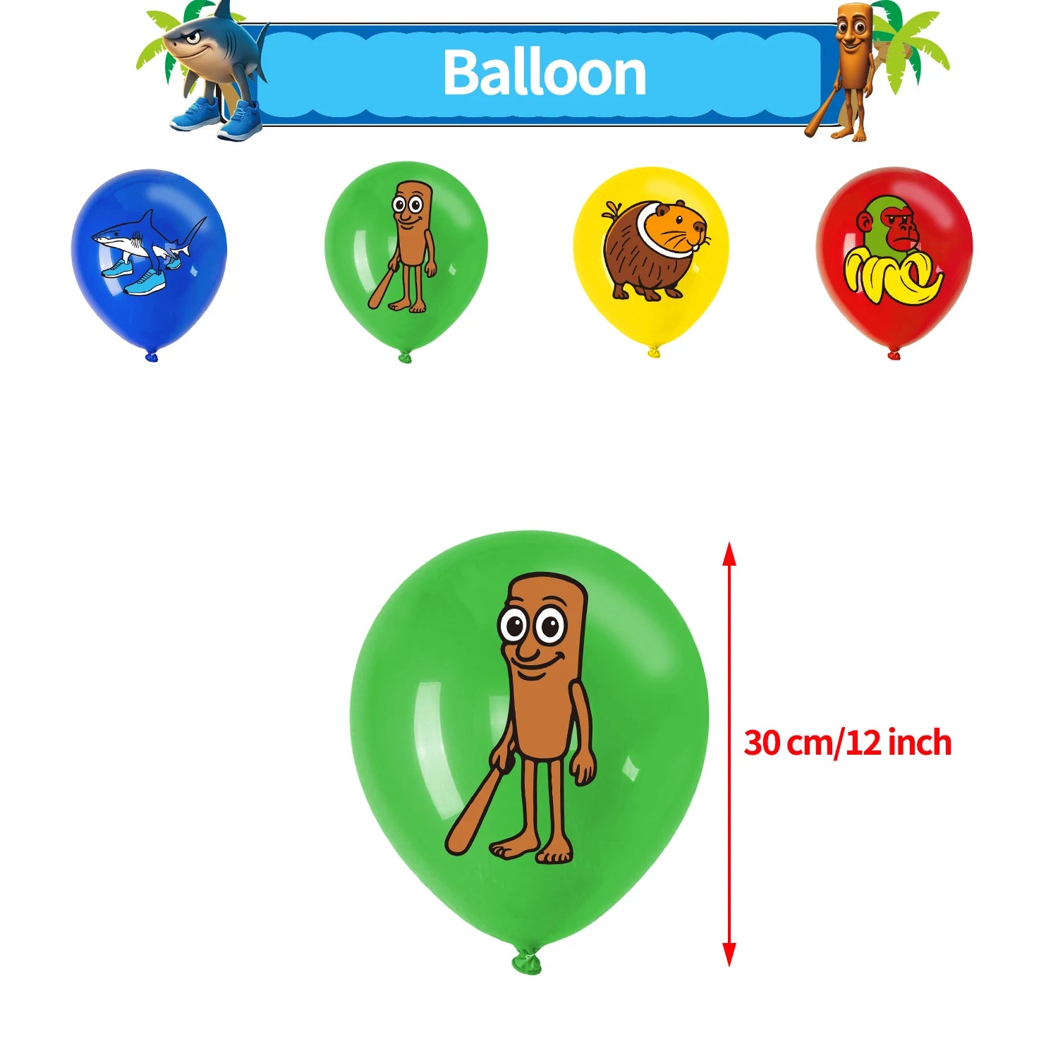 Cartoon Tung Tung Sahur Tralalo Theme Kids Birthday Party Decoration Game Brainrot Banner Background Balloon  Baby Supply Gift