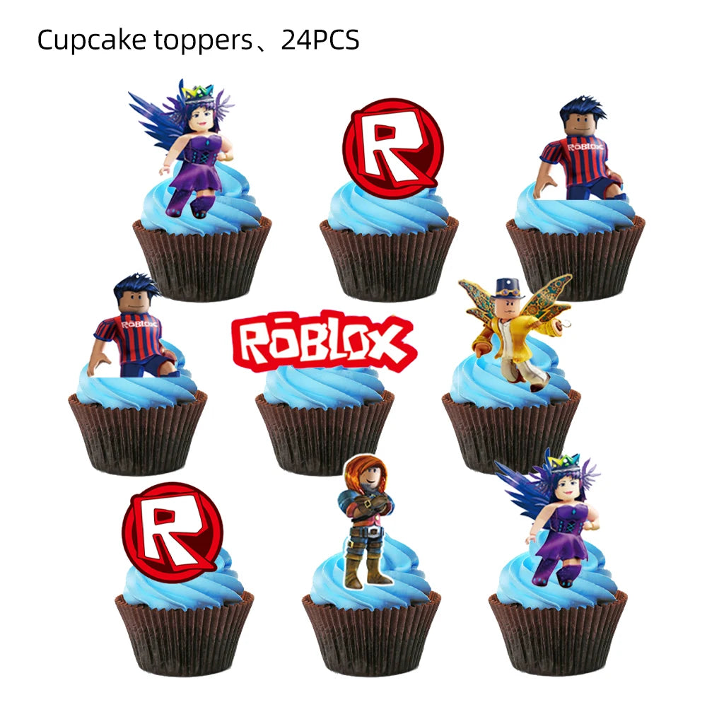 Hot Roblox Birthday Party Decor Game Balloons Disposable Tableware Backdrop For Kids Boy Party Supplies Baby Shower Toy Gifts