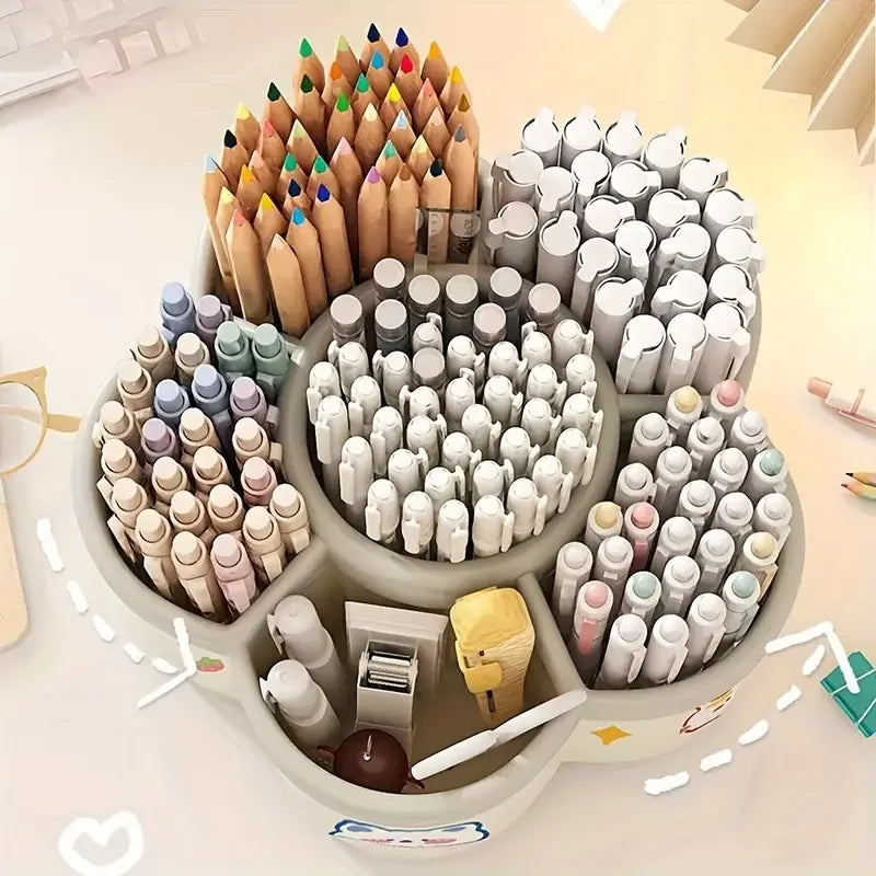 Large Capacity Desk Accessories 306 ° Rotation Cute Pen Holder Stationery Organizer Pencil Storage Office School Supplies