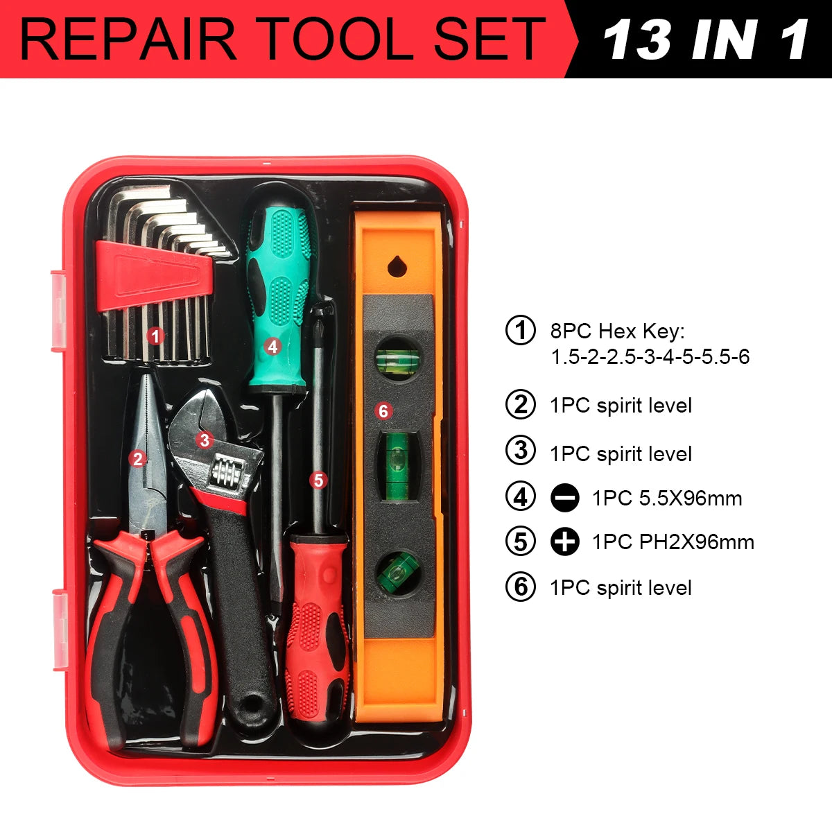 Domestic Tool Box Garage Tools Electricians Adjustable Wrench Cable Cutter Storage Boxs Plastic Knife Hard Hand Tools Sets