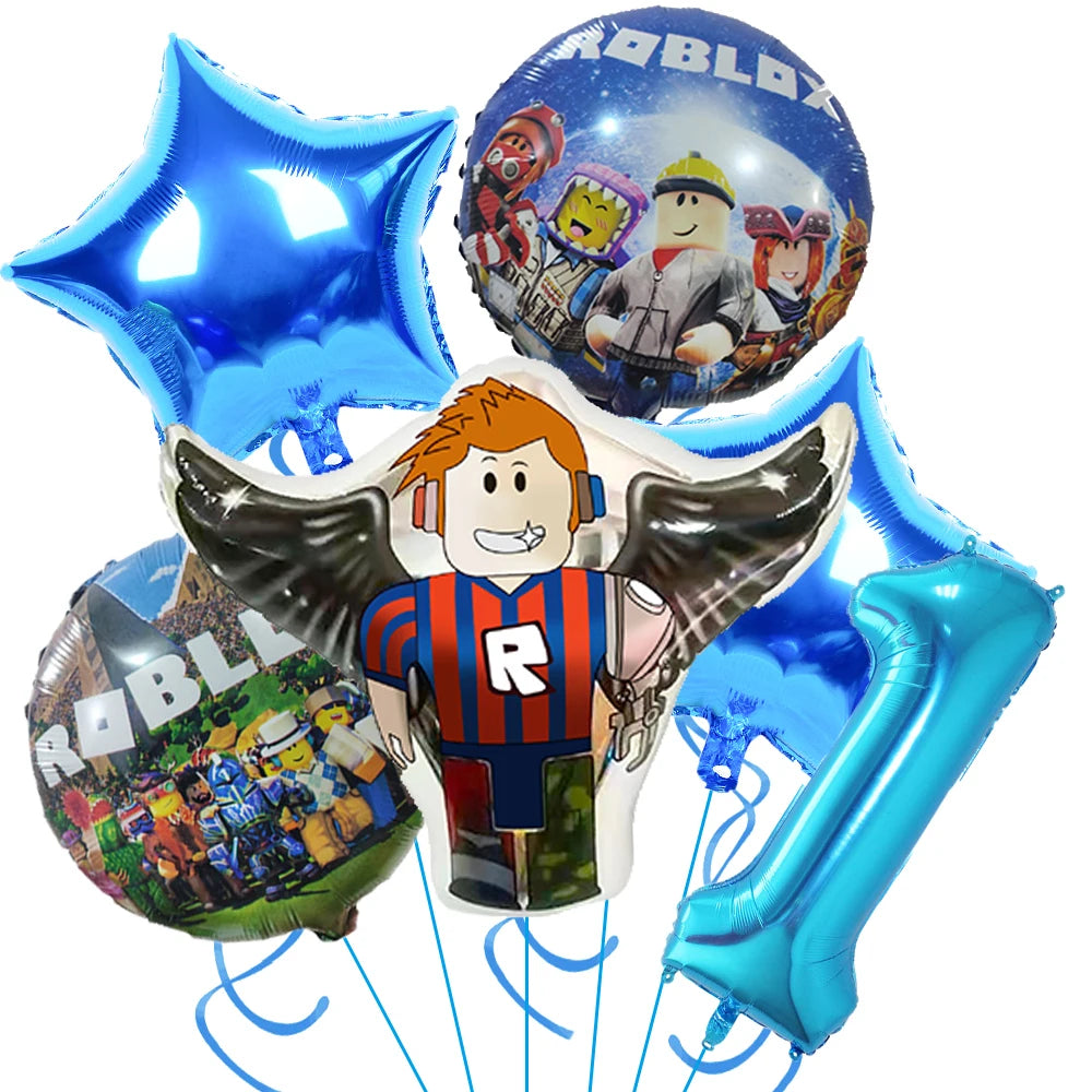 Hot Roblox Birthday Party Decor Game Balloons Disposable Tableware Backdrop For Kids Boy Party Supplies Baby Shower Toy Gifts