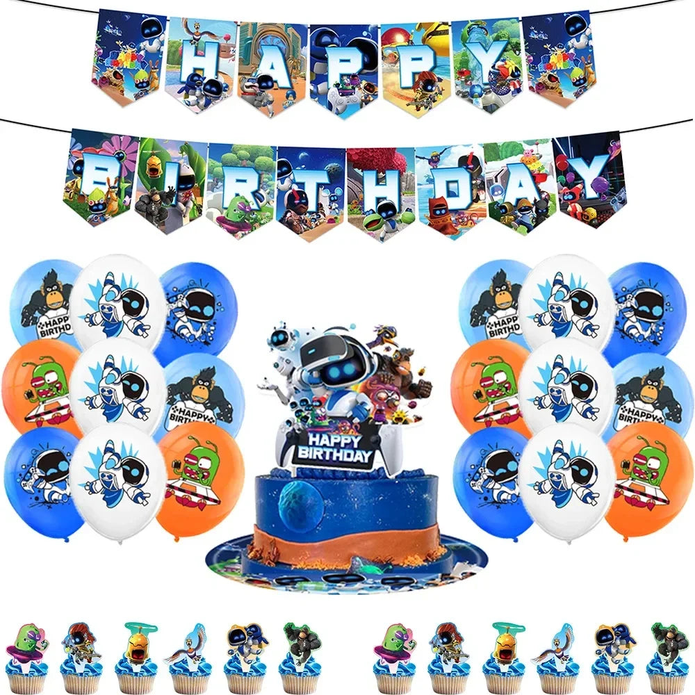 Robot Birthday Party Decoration Boy Game Favors Tableware Plate Tablecloth Cake Topper for Kids Party Gifts Baby Shower Supplies