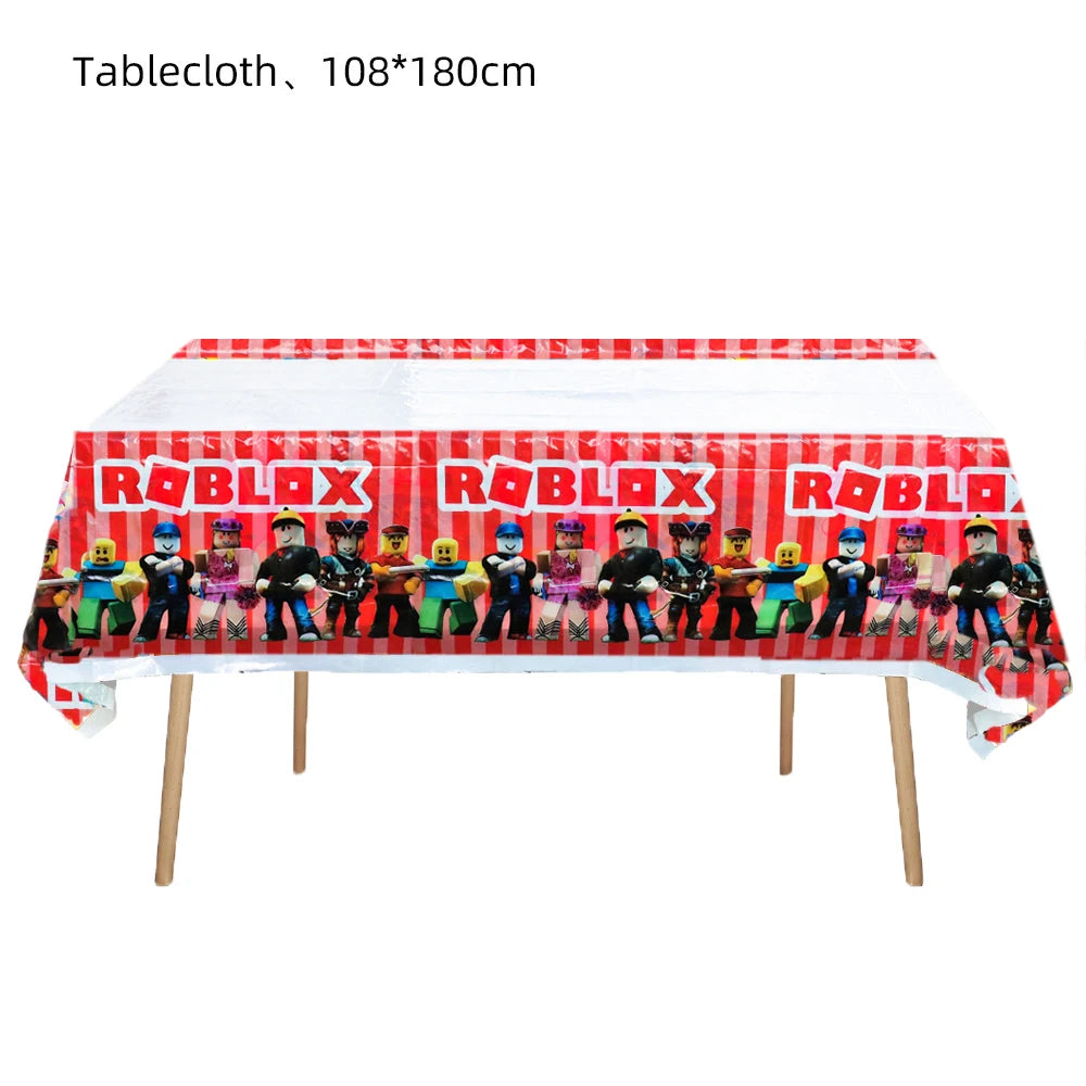 Hot Roblox Birthday Party Decor Game Balloons Disposable Tableware Backdrop For Kids Boy Party Supplies Baby Shower Toy Gifts
