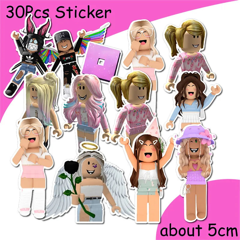 Pink Robloxed Themed Birthday Decoration Disposable Tableware Plates Cups Napkins Party Supplies Girl Baby Shower Decoration