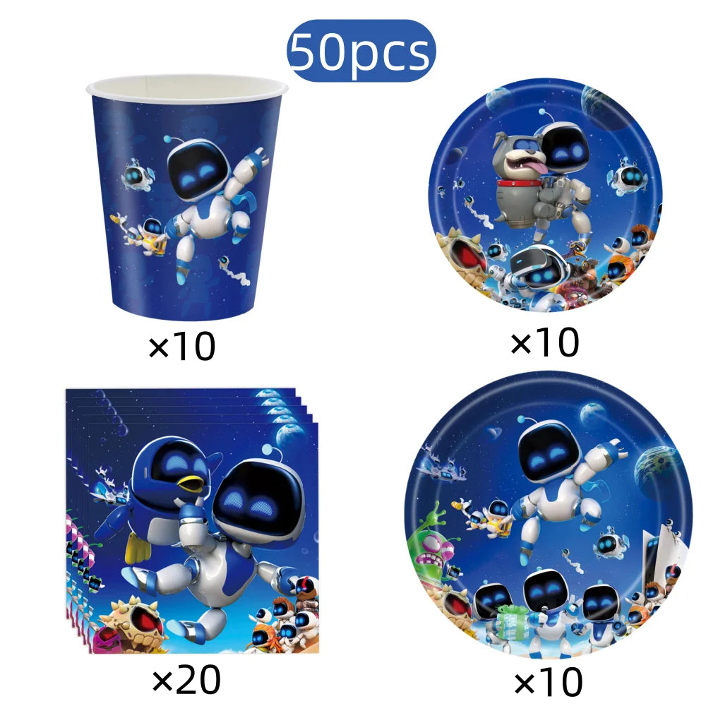 Robot Birthday Party Decoration Boy Game Favors Tableware Plate Tablecloth Cake Topper for Kids Party Gifts Baby Shower Supplies