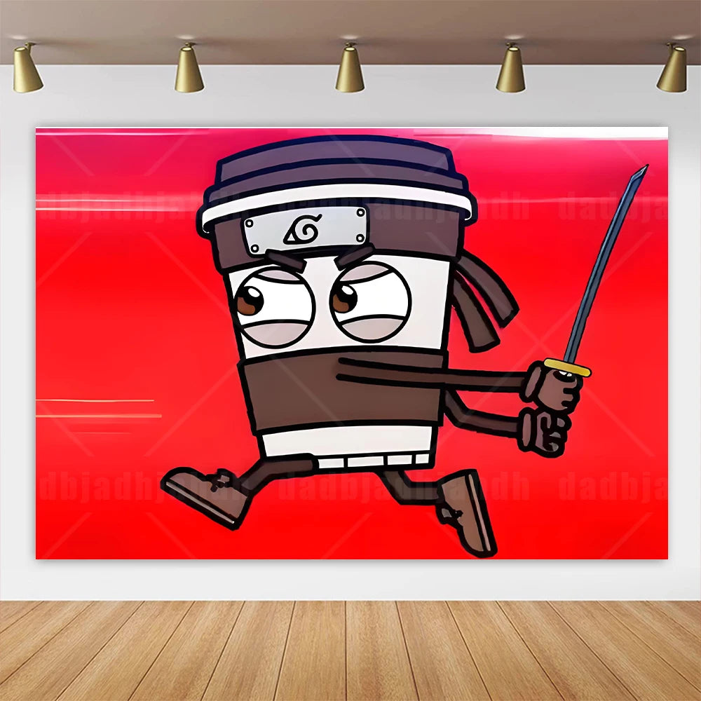 Cartoon Tung Tung Sahur Tralalo Theme Kids Birthday Party Decoration Game Brainrot Banner Background Balloon  Baby Supply Gift