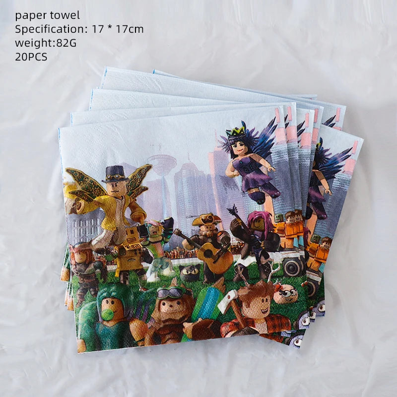Roblox Birthday Party Decorations Supplie Roblox Game Celebration Party Balloons Disposable Tableware Cup Plate Baby Shower Toys