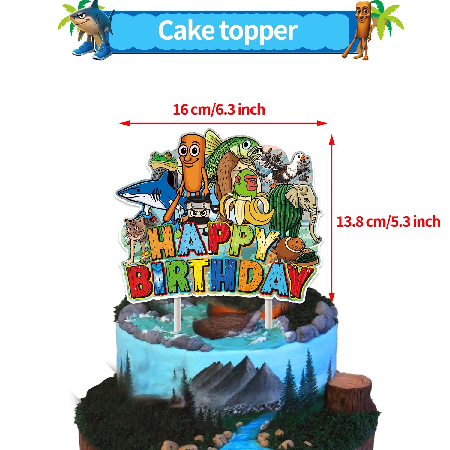 Cartoon Tung Tung Sahur Tralalo Theme Kids Birthday Party Decoration Game Brainrot Banner Background Balloon  Baby Supply Gift