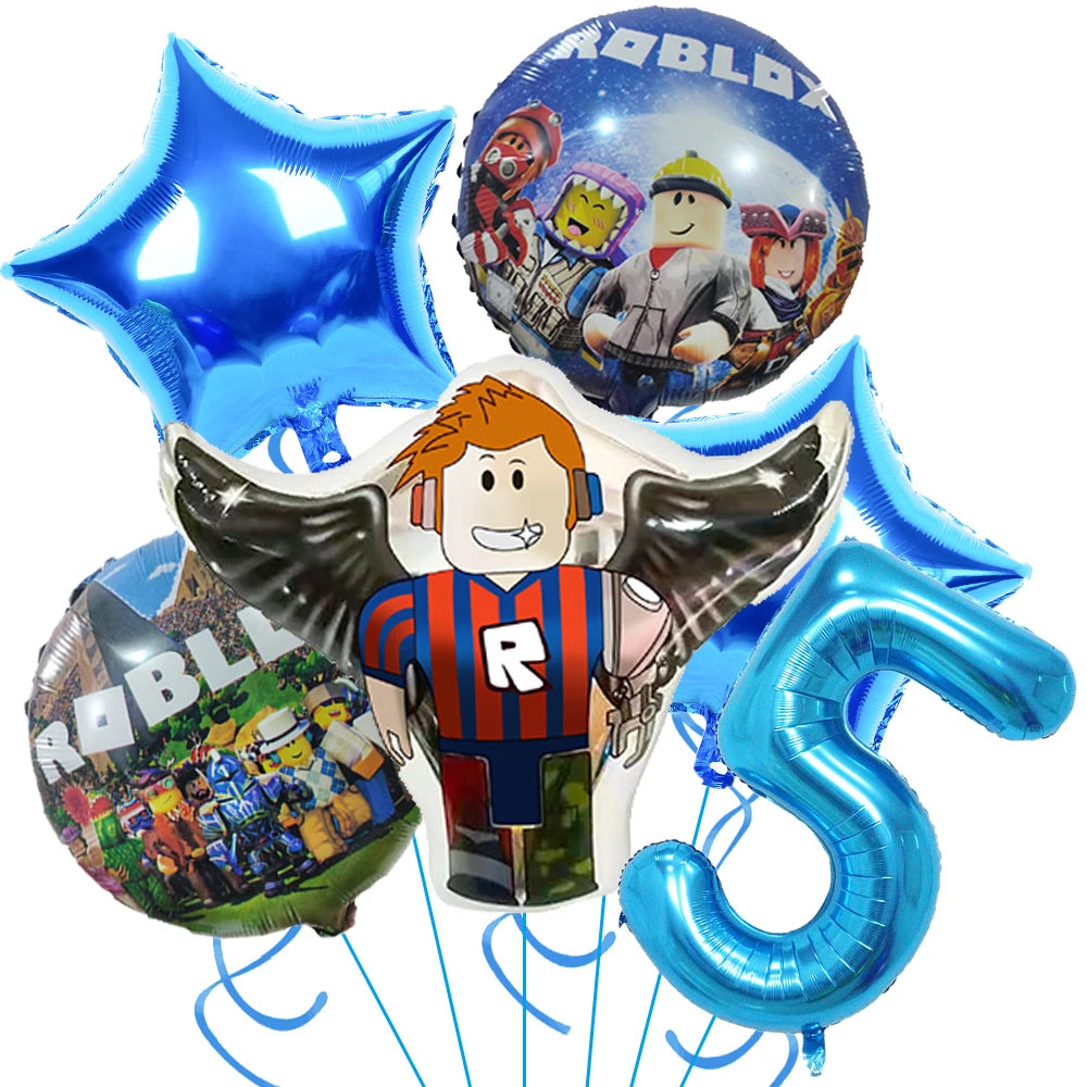 Hot Roblox Birthday Party Decor Game Balloons Disposable Tableware Backdrop For Kids Boy Party Supplies Baby Shower Toy Gifts