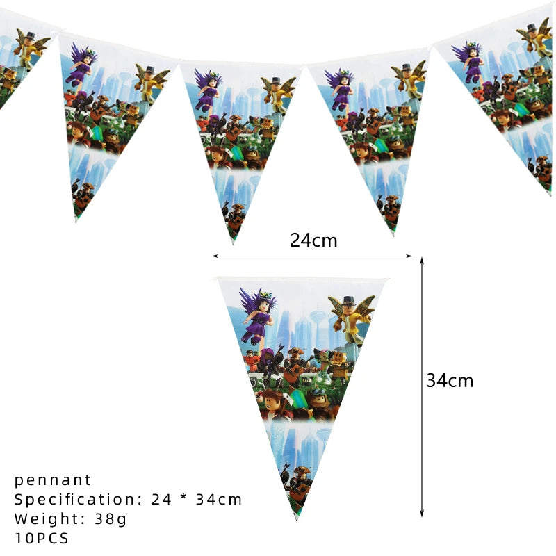 Hot Roblox Birthday Party Decor Game Balloons Disposable Tableware Backdrop For Kids Boy Party Supplies Baby Shower Toy Gifts