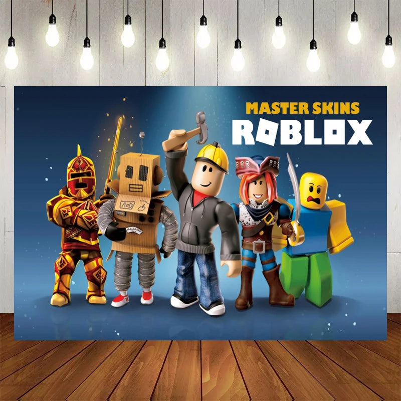 Hot Roblox Birthday Party Decor Game Balloons Disposable Tableware Backdrop For Kids Boy Party Supplies Baby Shower Toy Gifts